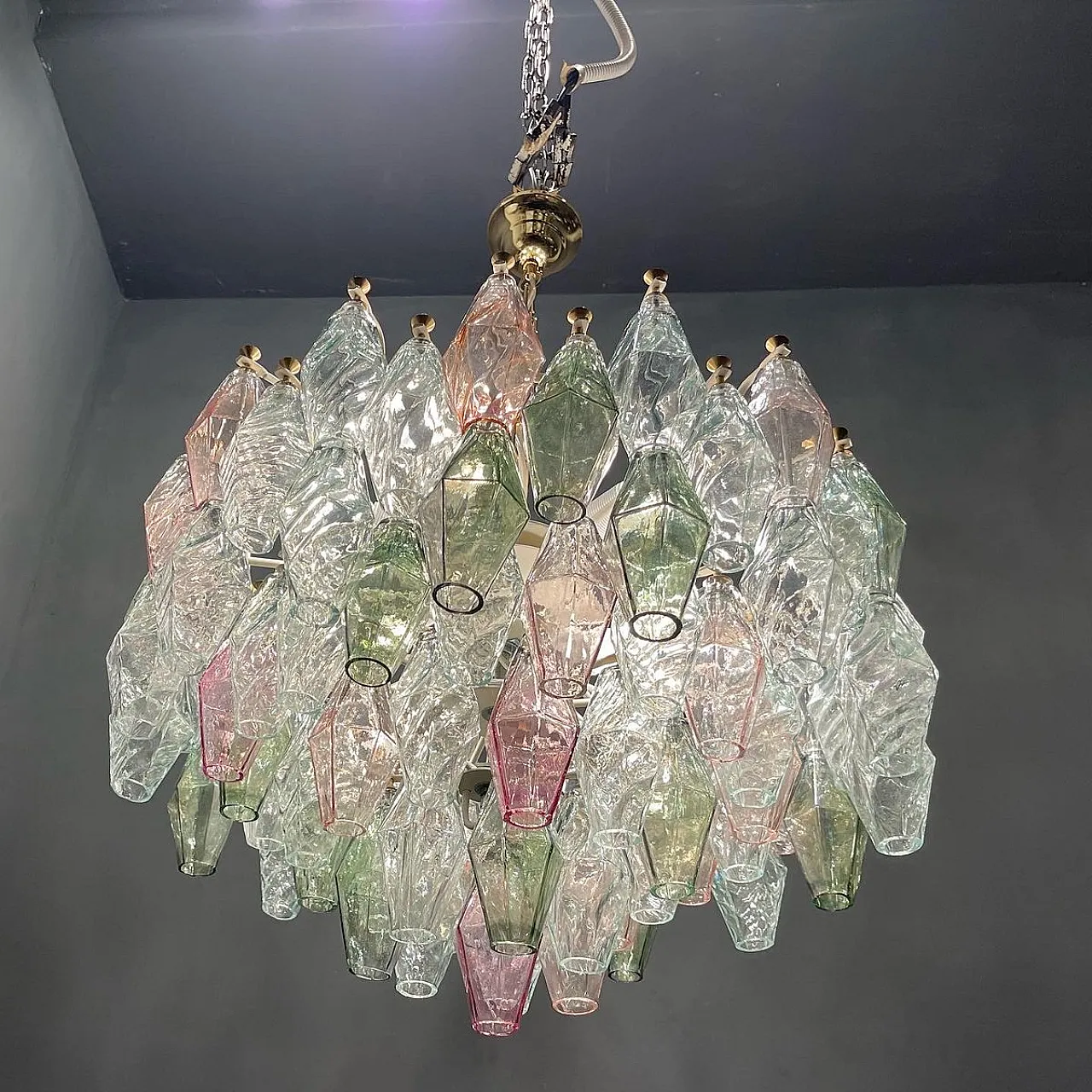 Poligoni style chandelier in Murano glass, Italy, 1980s 11