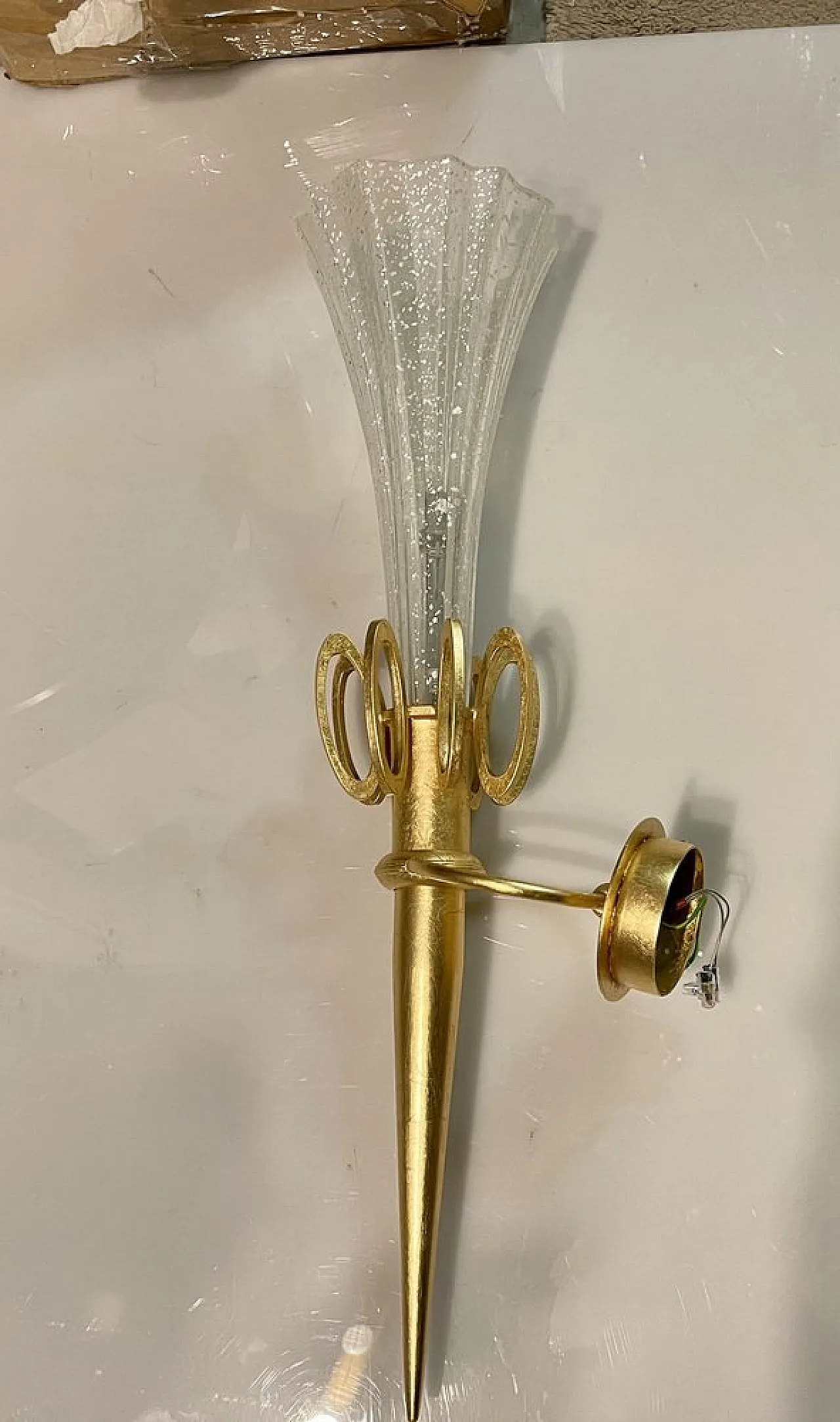 3 golden Murano glass sconces, 90s 4
