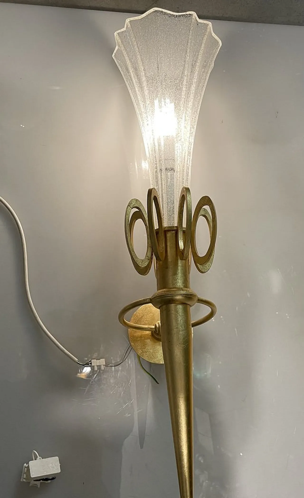 3 golden Murano glass sconces, 90s 5
