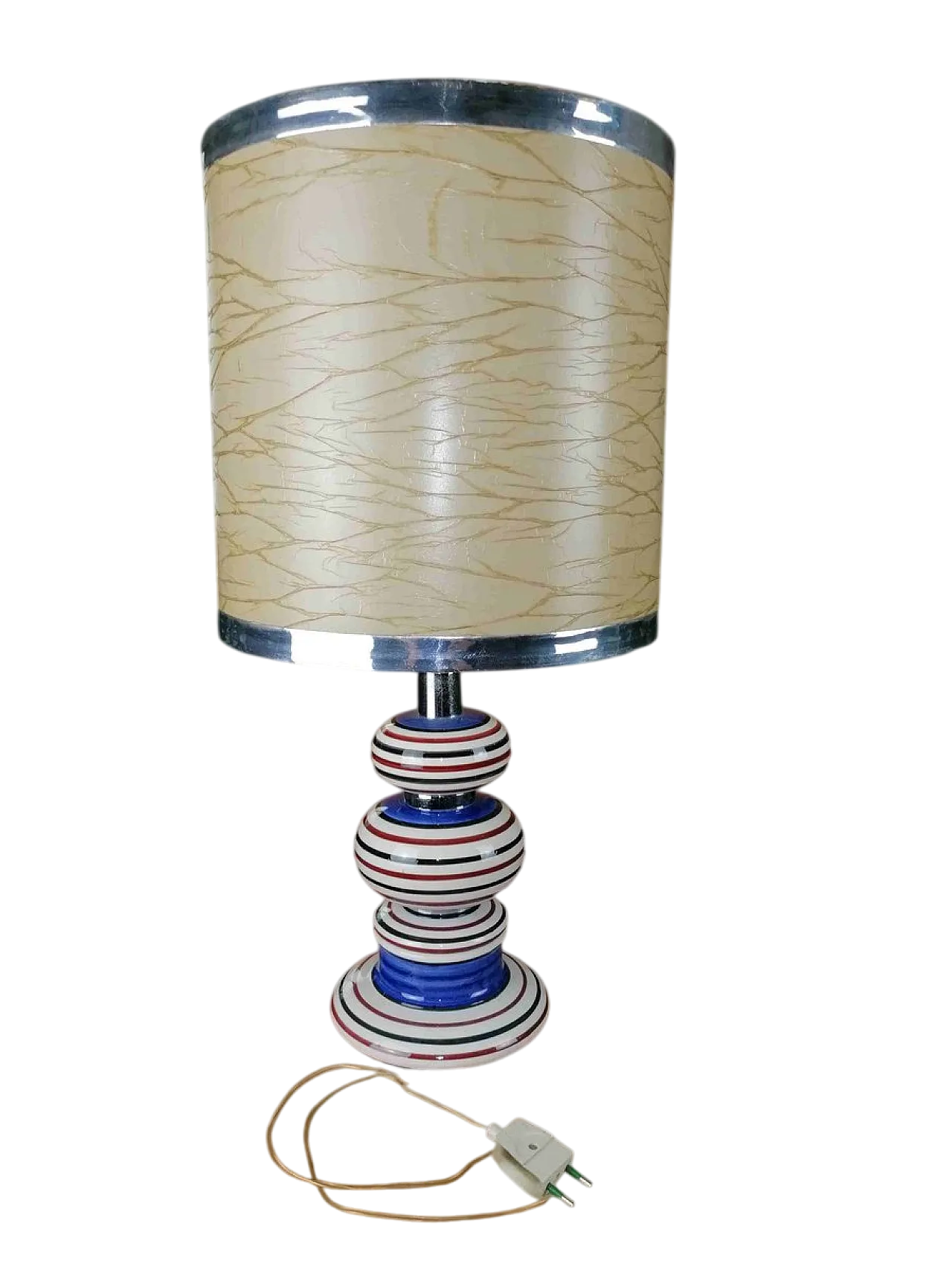Lampada da tavolo in ceramica con paralume in carta laminata, anni '70 4