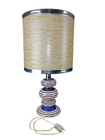 Lampada da tavolo in ceramica con paralume in carta laminata, anni '70