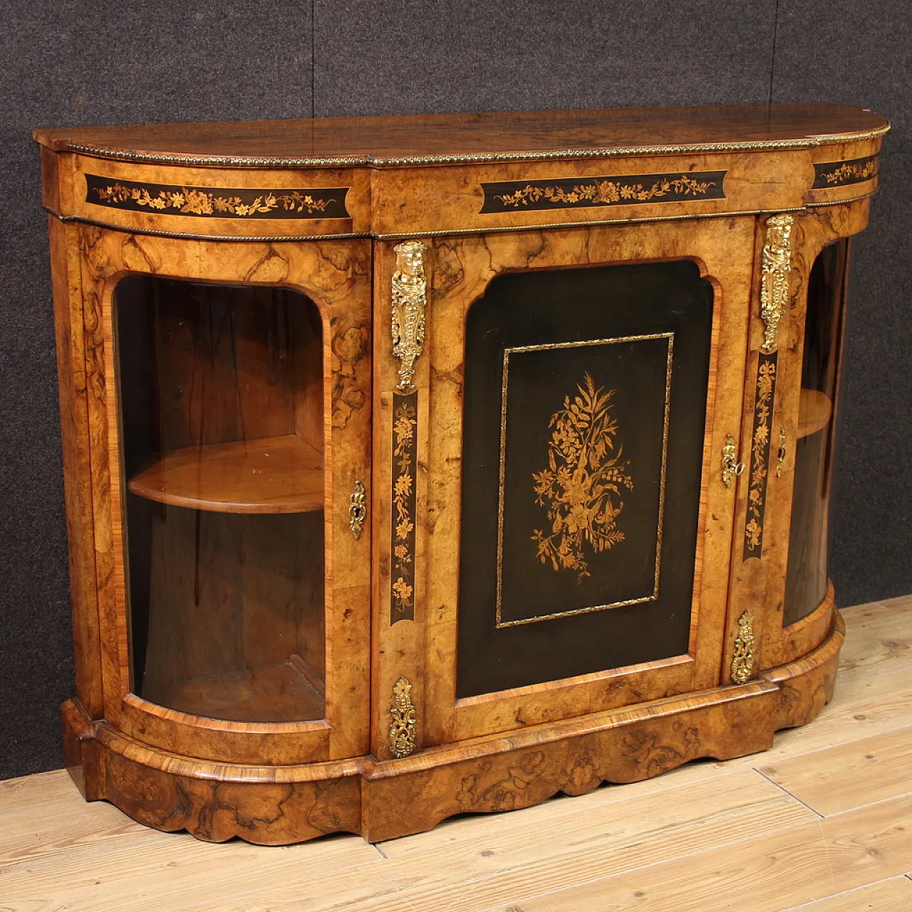 Credenza inglese intarsiata, '900 1