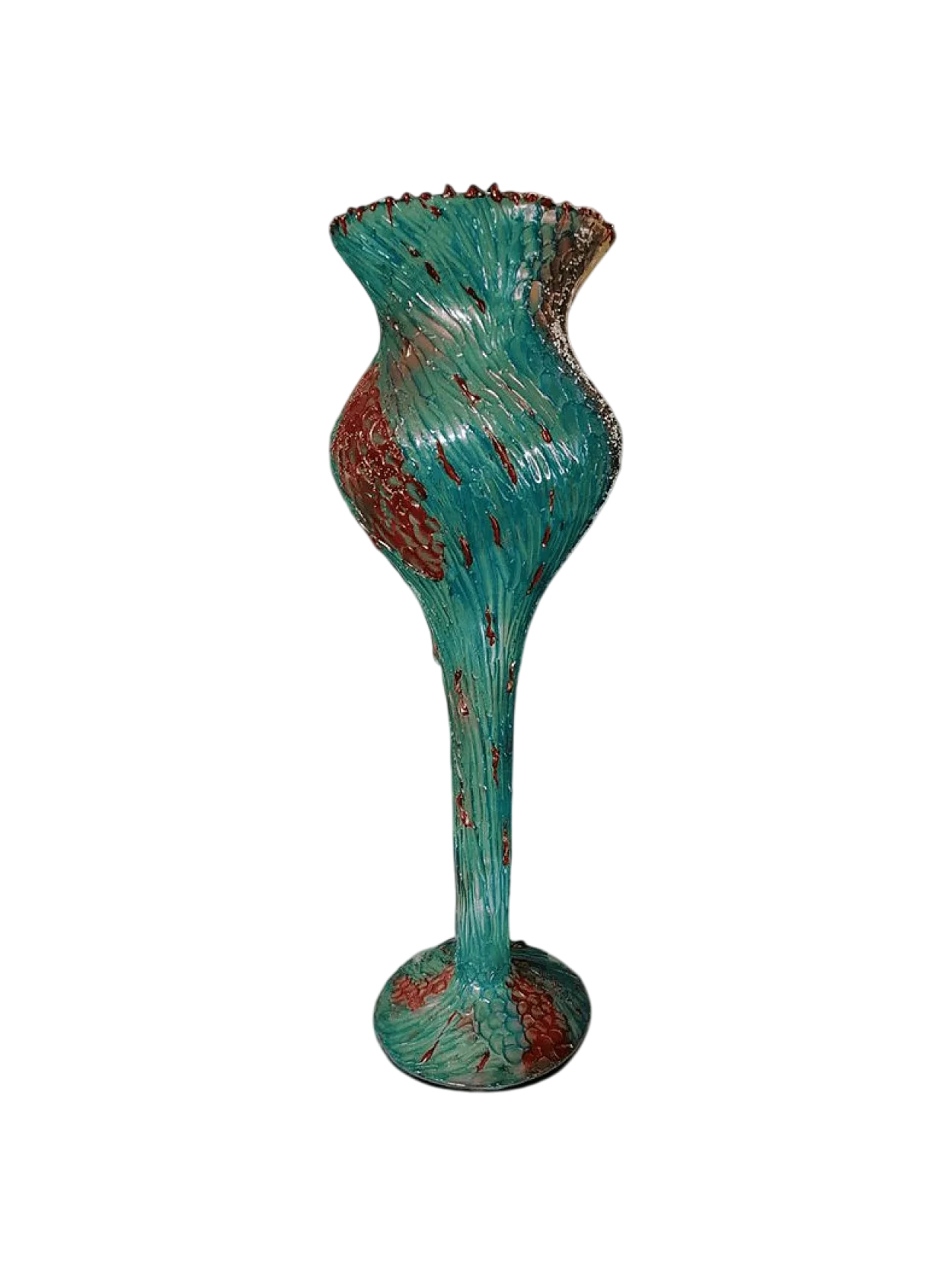 Vaso di Murano con decoro dipinto increspato di Bottega Veneziana, anni '50 8