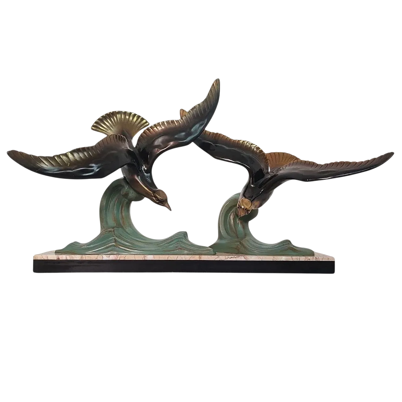 Marble and bronze sculpture depicting animals, France, Art Deco 30s 12