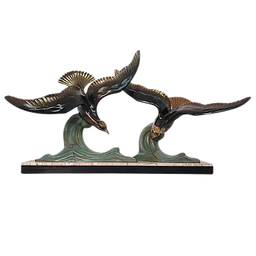 Scultura in marmo e bronzo raffigurante animali, Francia, Art Deco 30s