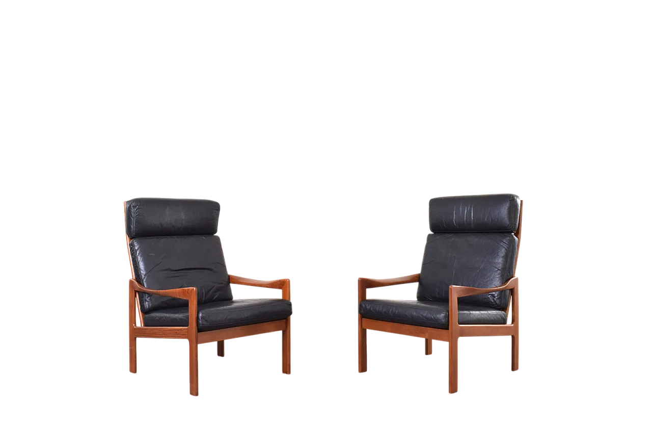 Coppia di poltrone in teak di Illum Wikkelsø per Niels Eilersen, 1970 17