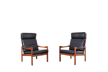 Coppia di poltrone in teak di Illum Wikkelsø per Niels Eilersen, 1970