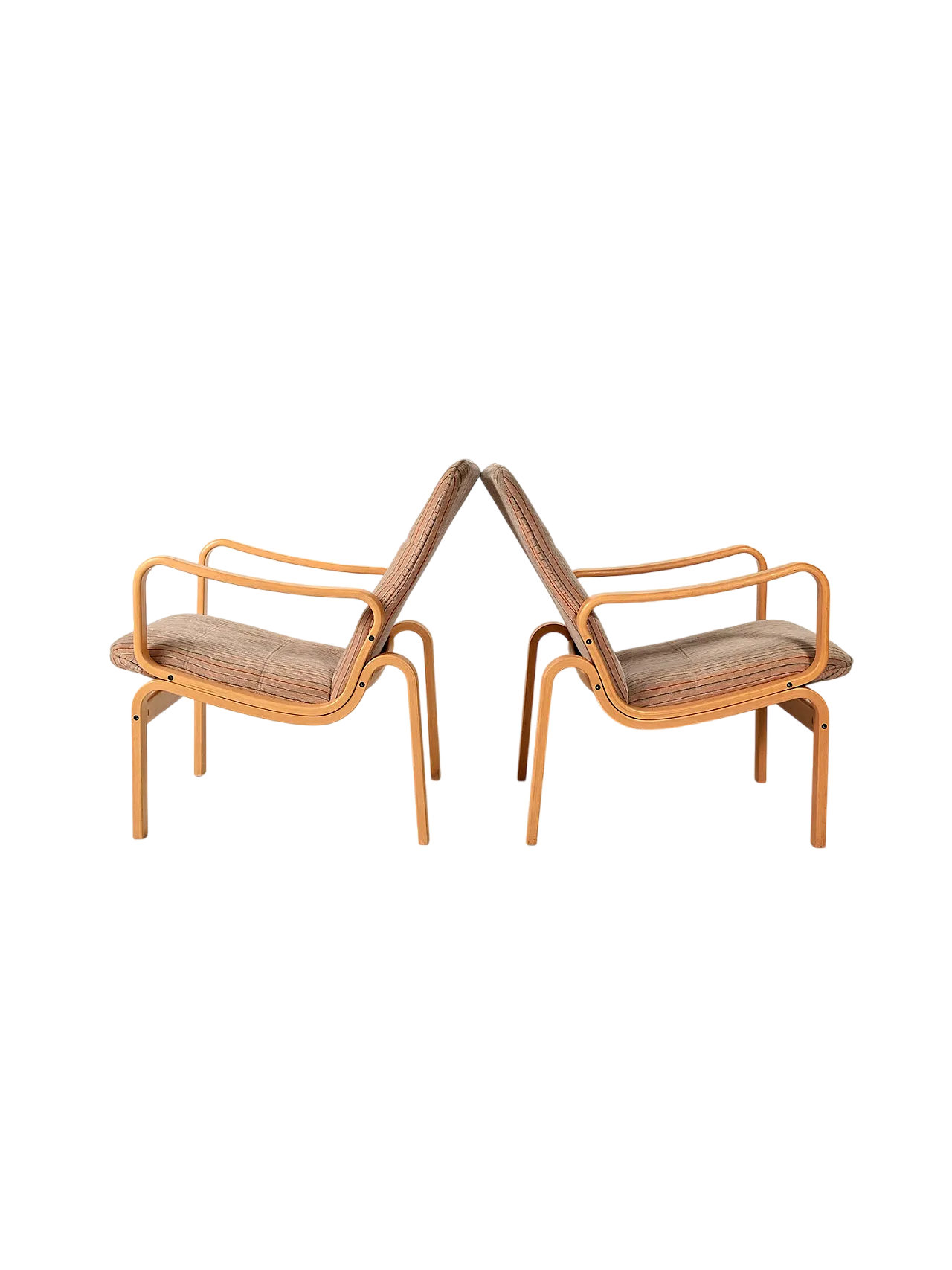 Pair of Swedish armchairs by Ire Möbler in beech, 60s 10