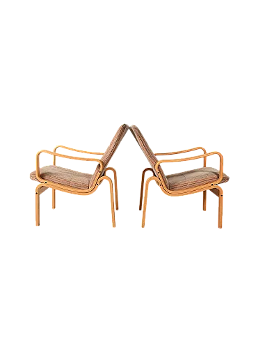 Pair of Swedish armchairs by Ire Möbler in beech, 60s