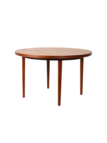 Round Scandinavian dining table in striated teak