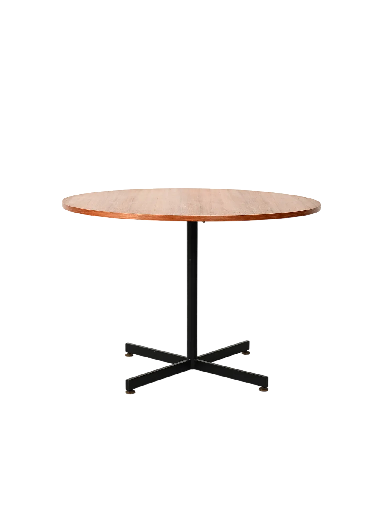 Tavolo rotondo scandinavo in teak con base in metallo 6