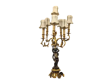 7-light table lamp with cherub, 19th century