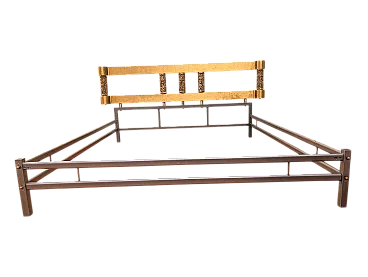Letto in ottone con cilintri a corteggia di L. Frigerio, anni 70