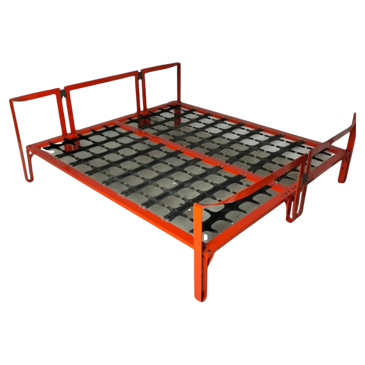Vanessa red metal double bed by Tobia Scarpa for Gavina, 70s 13