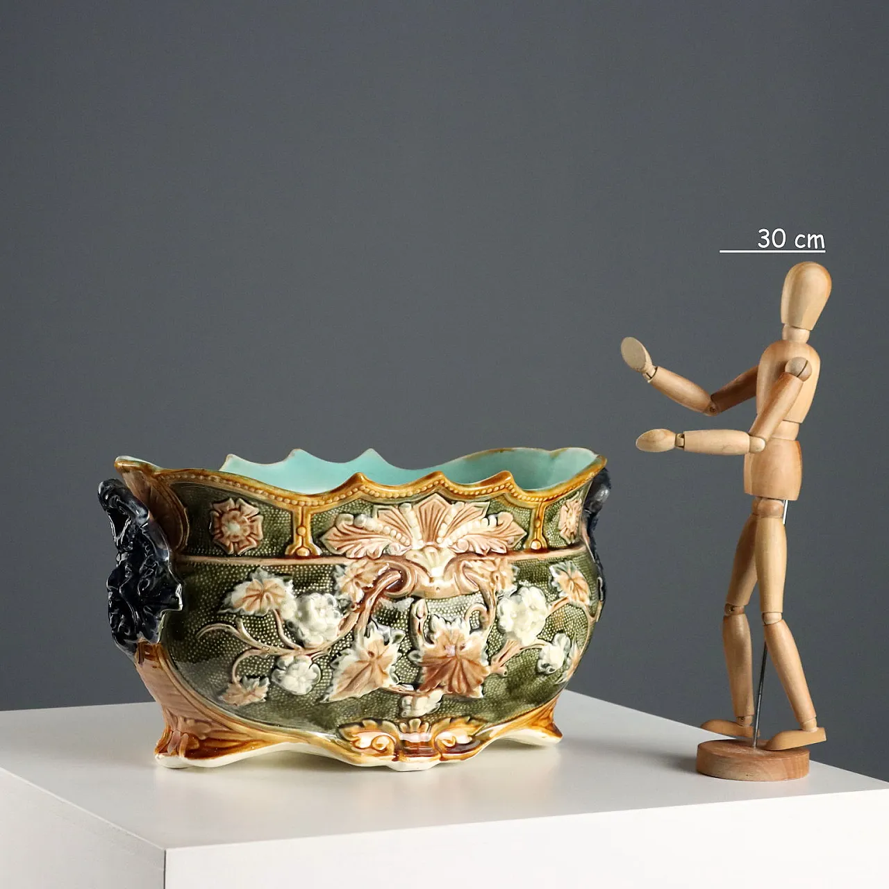 Oval glazed ceramic jardiniere, 20th century 2