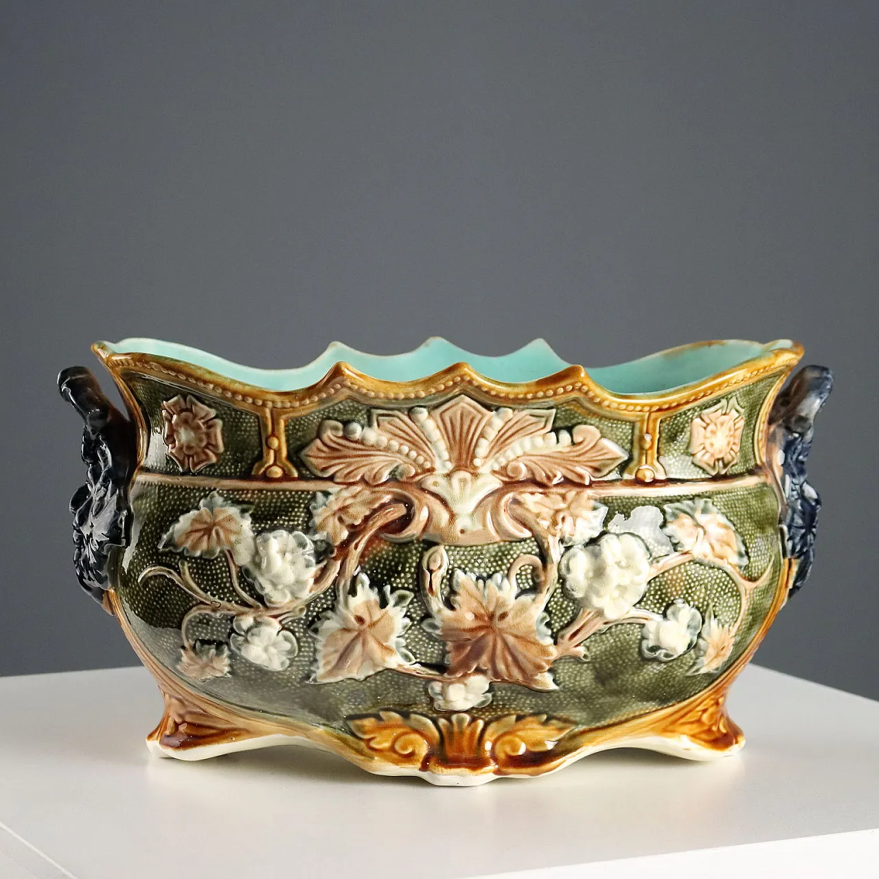 Oval glazed ceramic jardiniere, 20th century 3