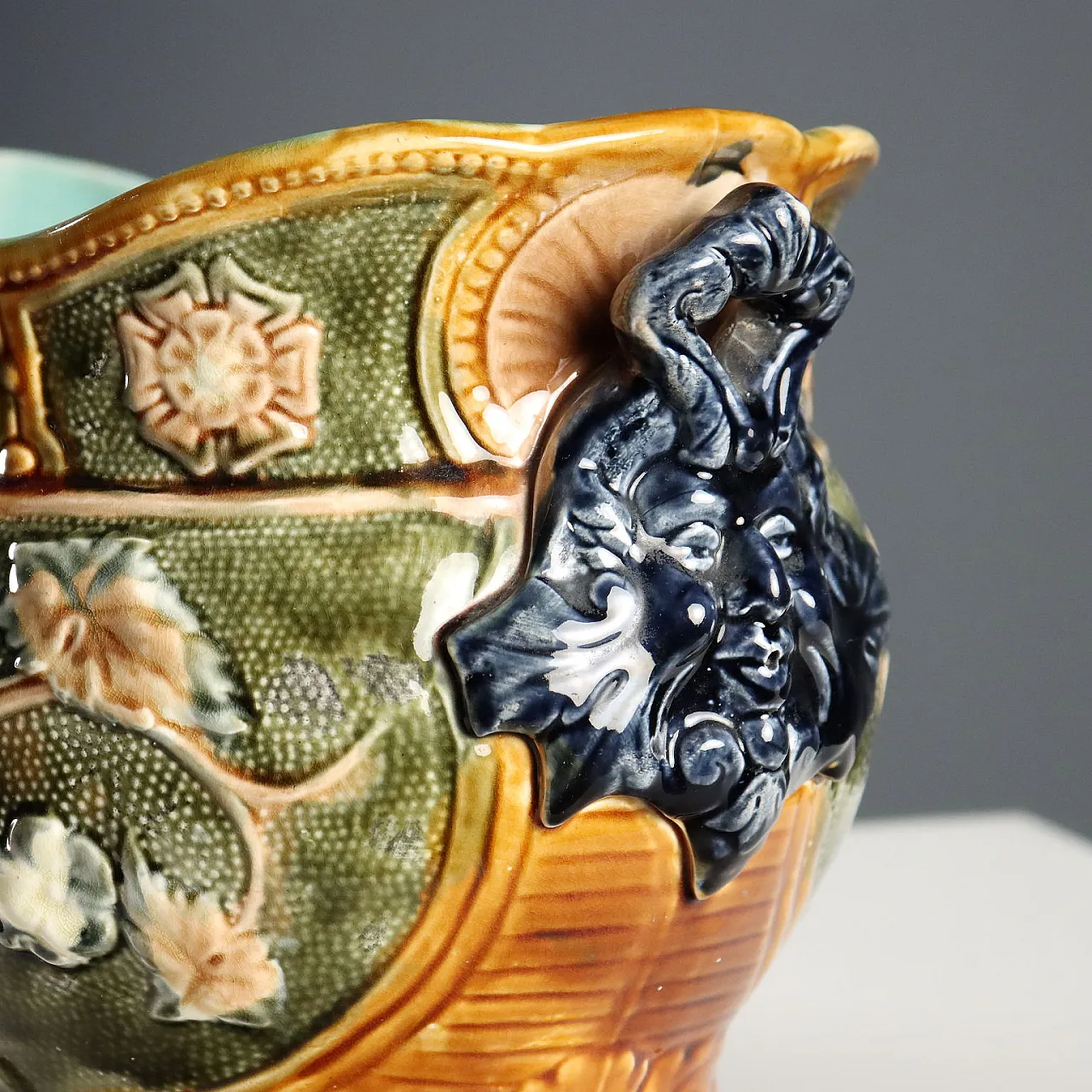 Oval glazed ceramic jardiniere, 20th century 6