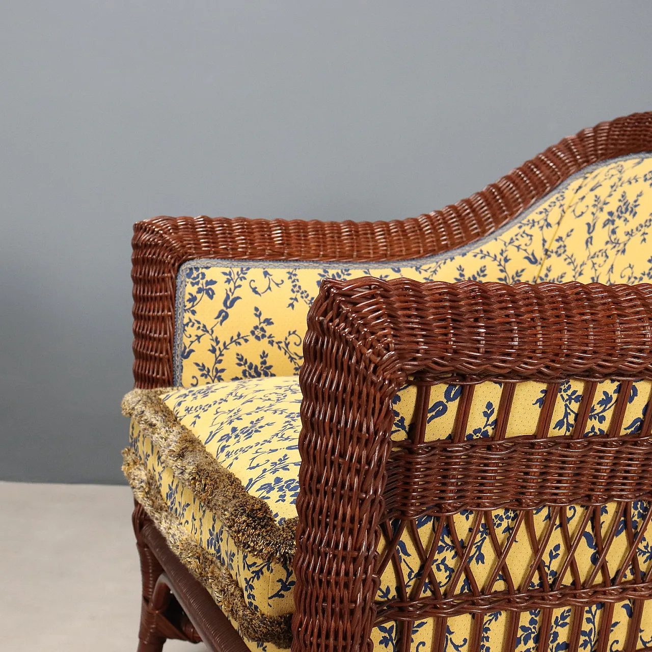 Pair of rattan armchairs with padded back and seat, 20th century 5