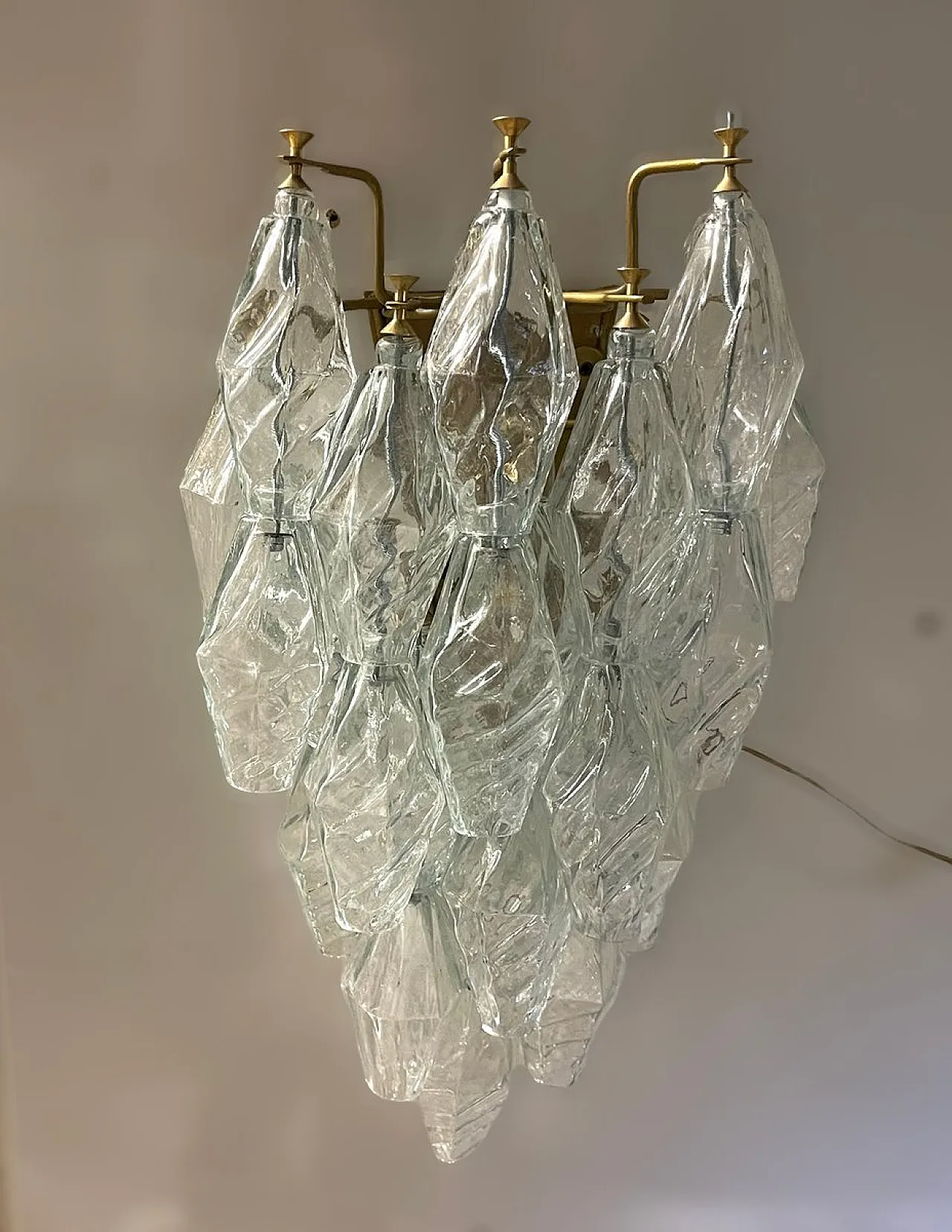 Coppia di applique poligonali in vetro di Murano, anni '90 5