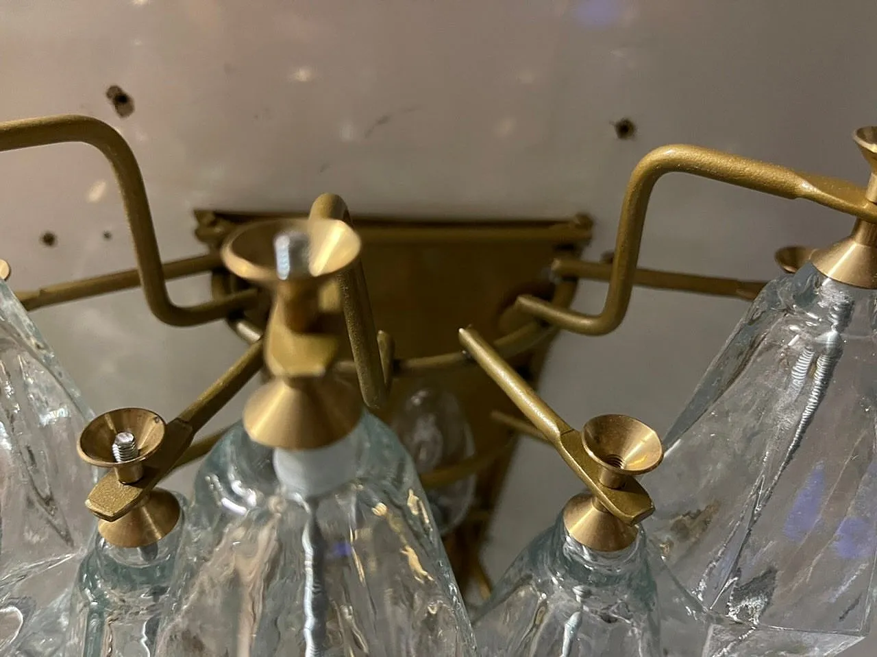 Coppia di applique poligonali in vetro di Murano, anni '90 7