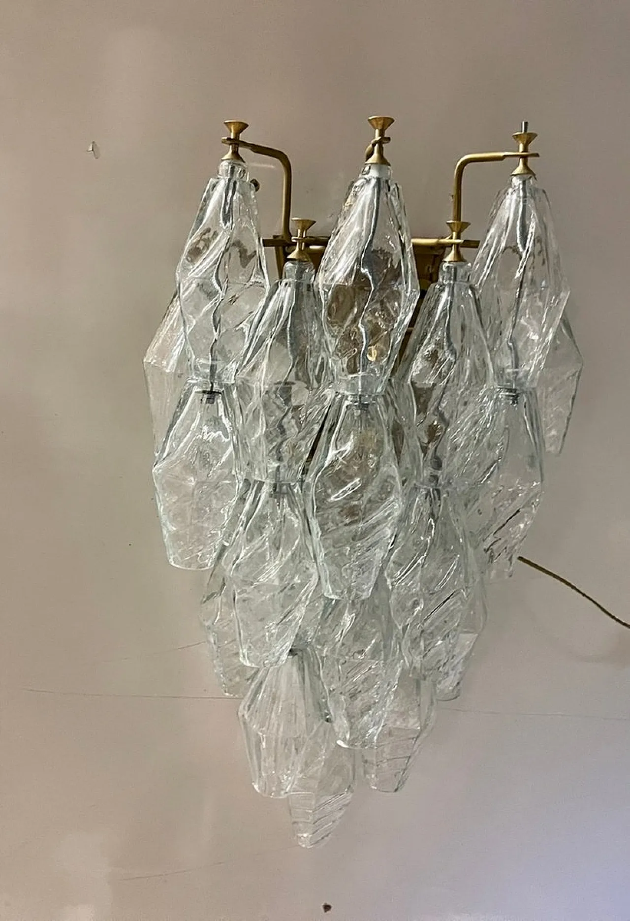 Coppia di applique poligonali in vetro di Murano, anni '90 8