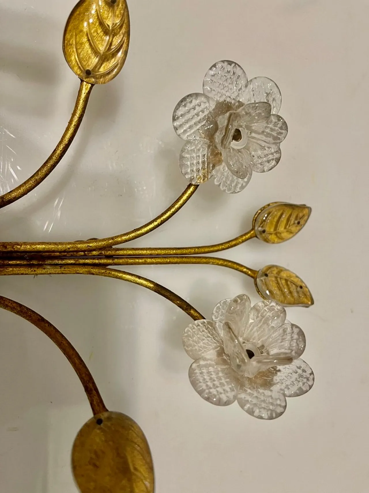3 Italian Golden Murano Glass Sconces, 70s 2