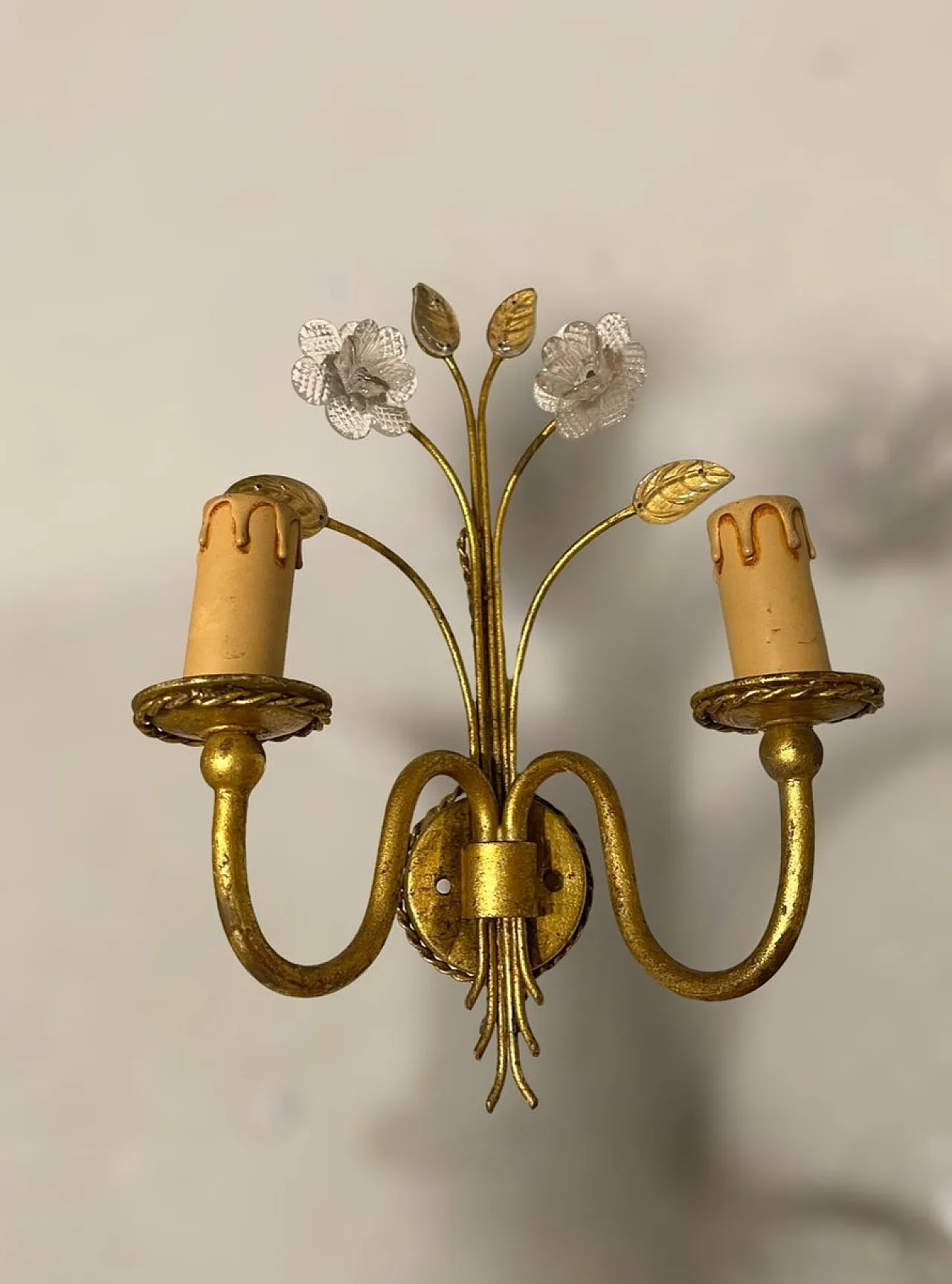 3 Italian Golden Murano Glass Sconces, 70s 4