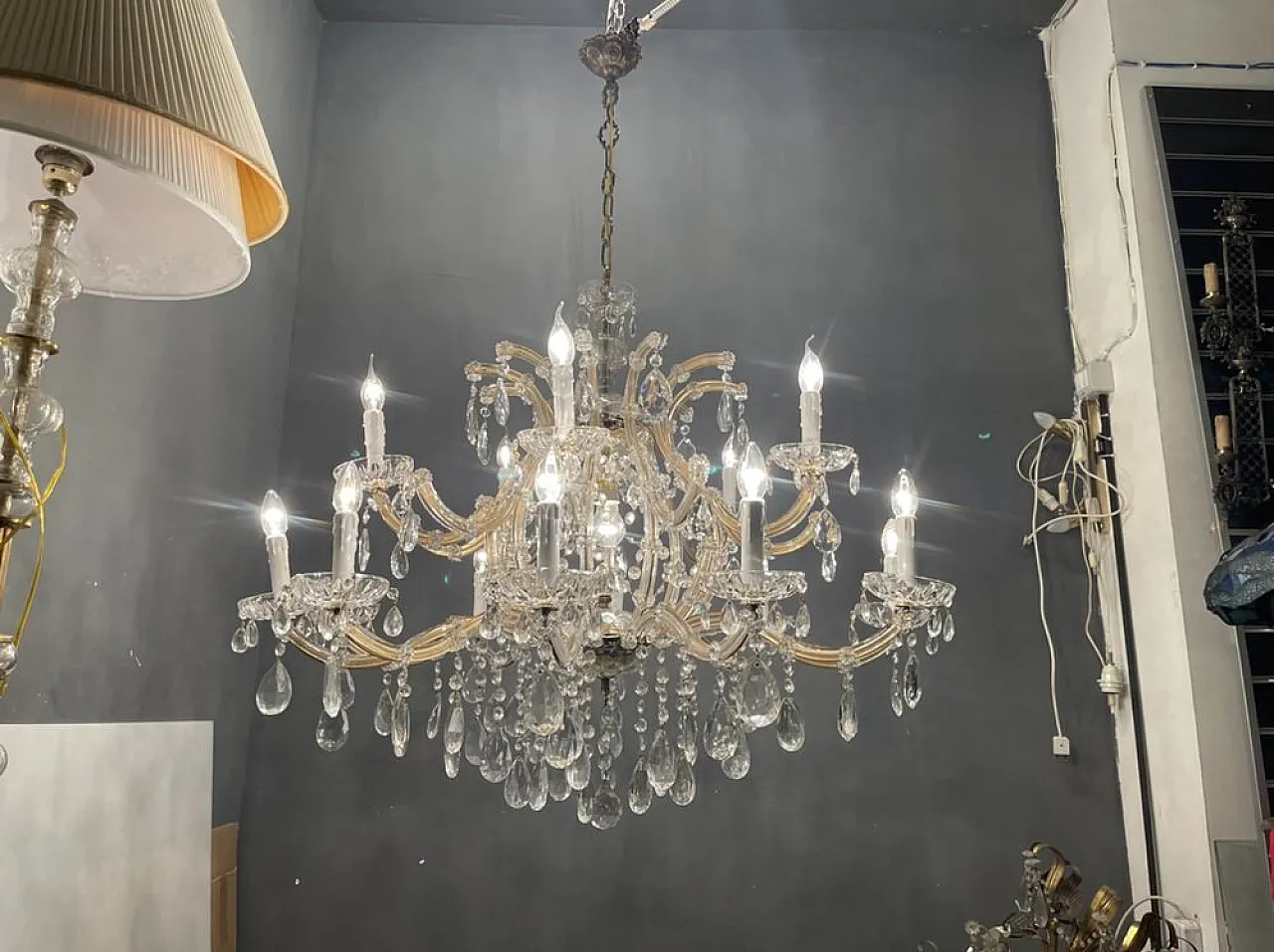 Large crystal chandelier, Italy 8