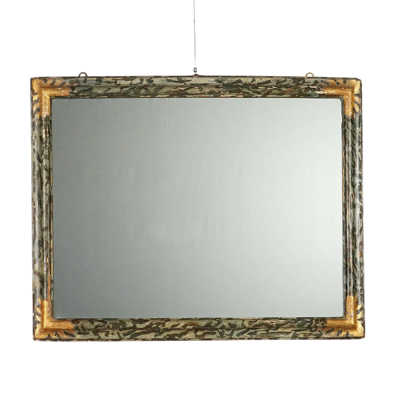 Lacquered wooden frame with gold leaf-shaped carvings, 19th century 9