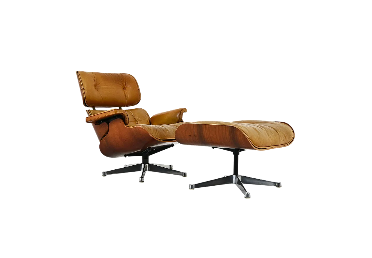 Poltrona e ottomana di Charles & Ray Eames per Herman Miller, anni '70 14