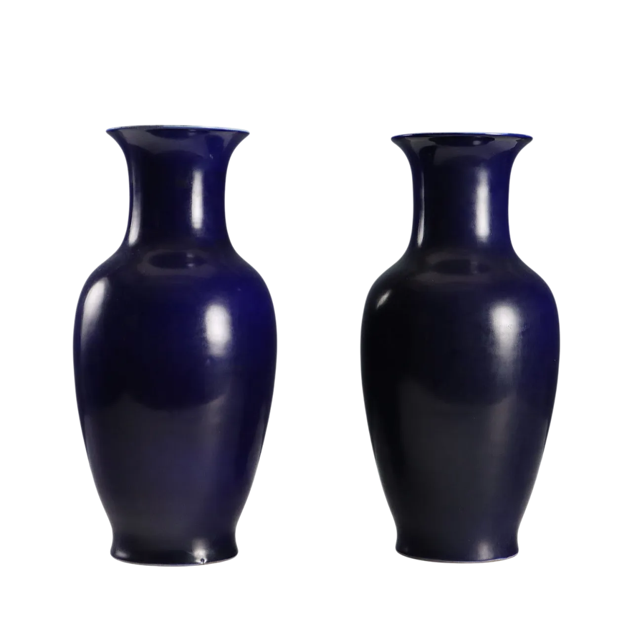 Coppia di vasi in porcellana blu scuro, '900 8