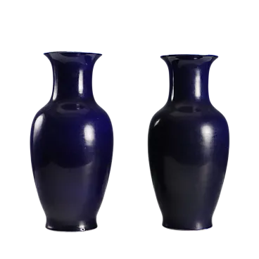 Coppia di vasi in porcellana blu scuro, '900
