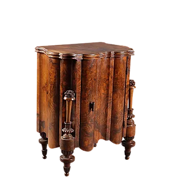 Comodino Art Déco in noce e radica di noce, fine '900