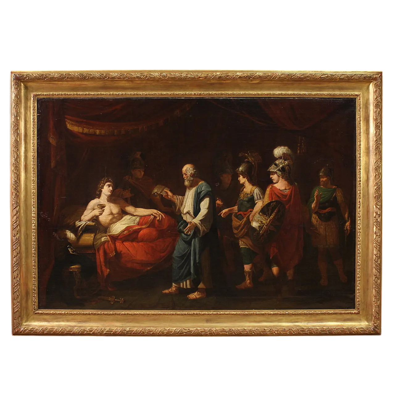 Dipinto Neoclassico con Alessandro Magno, olio su tela, '700 16