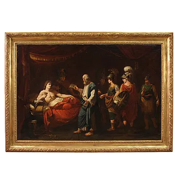 Dipinto Neoclassico con Alessandro Magno, olio su tela, '700