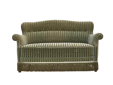 Danish 2-seater sofa velour, beech wood, 1960s