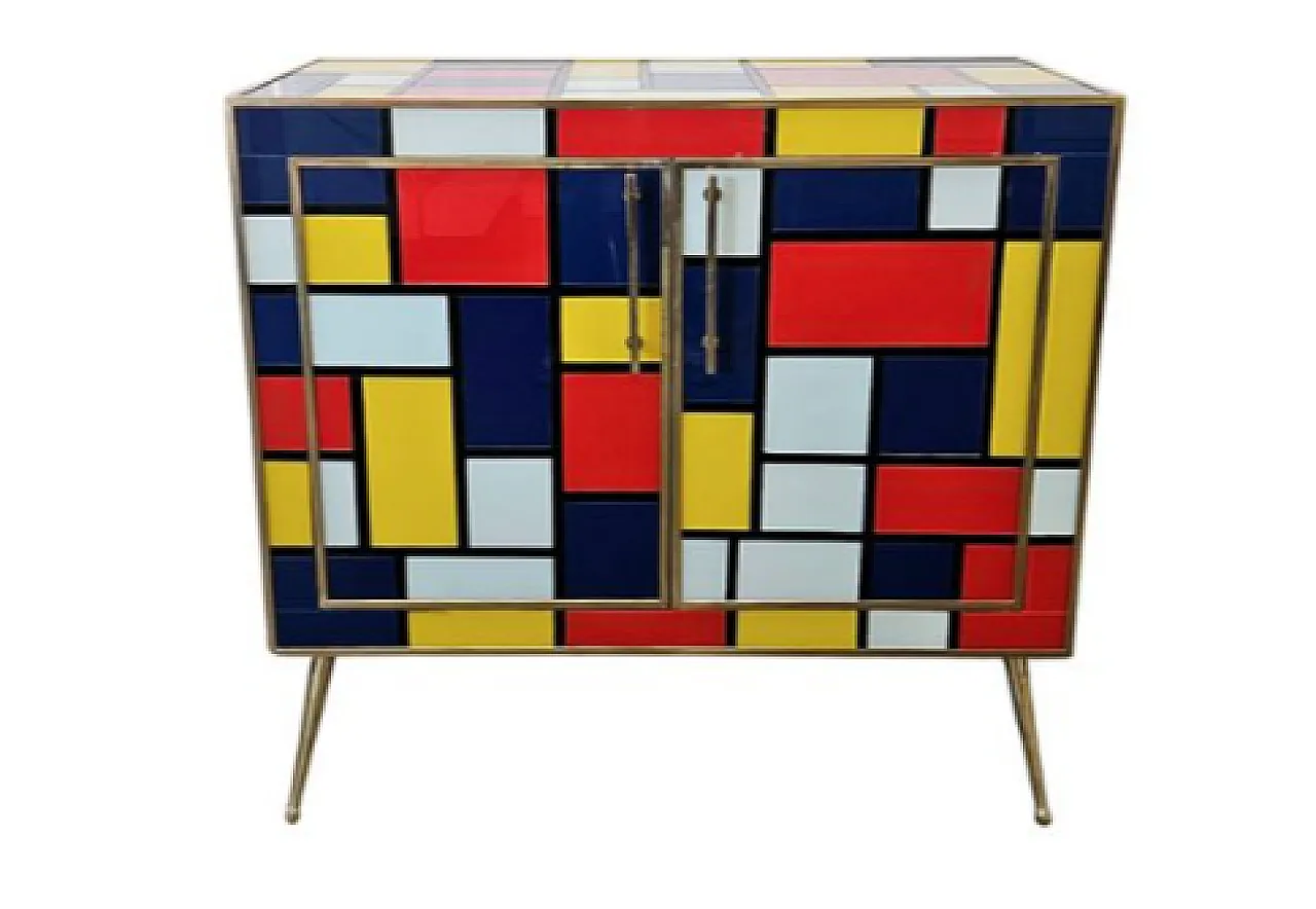 Mondrian-style Murano glass sideboard, late 20th century 3