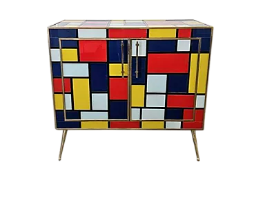 Credenza in vetro di Murano stile Mondrian, '900