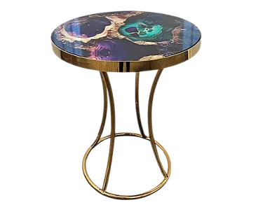 Tavolino in vetro e ottone, '900