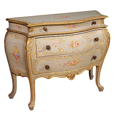 Venetian lacquered, painted and gilded chest of drawers, 20th century
