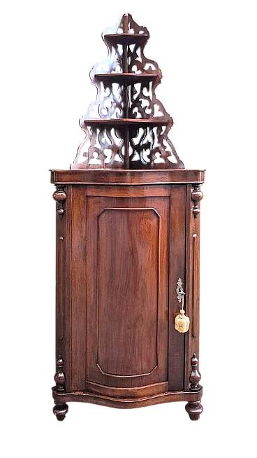 Cantonale con etagere in legno di noce, '800