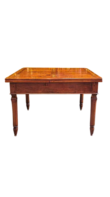 Tavolo allungabile emiliano in legno di ciliegio, metà '800