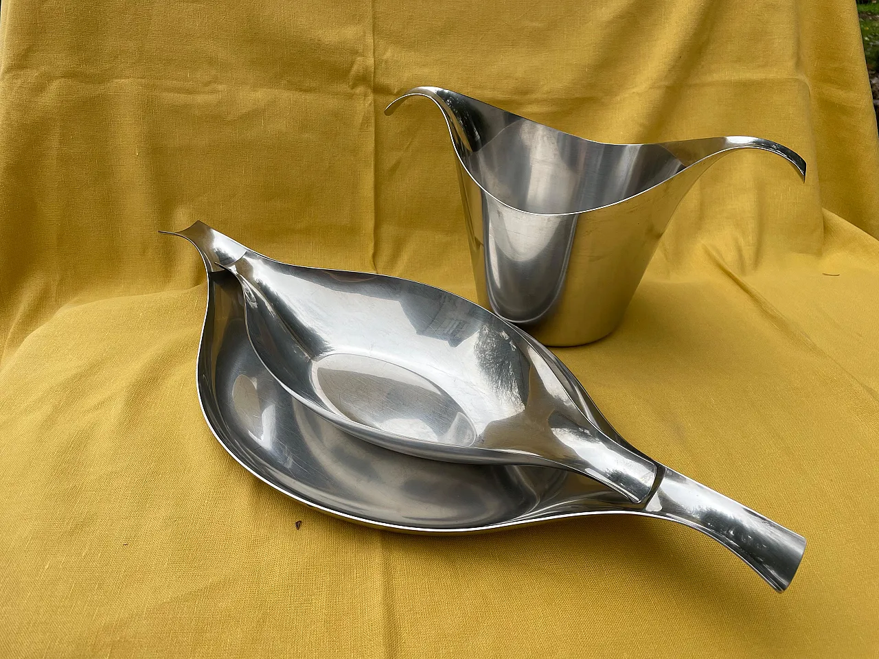 Sambonet set 3 stoviglie in acciaio inox, 70s 7