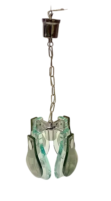 Lampada a sospensione in cristallo, anni '70