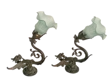 Coppia di lampade da parete scultoree, anni '10
