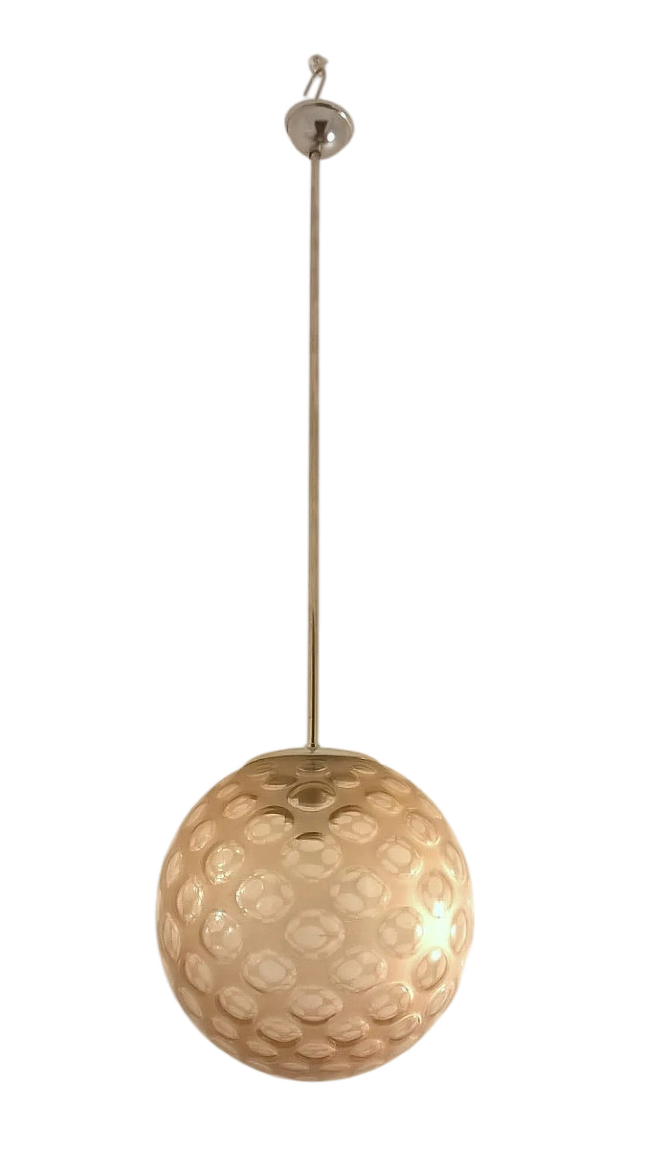 Lampada a sospensione in vetro rosa di Venini, anni '30 7