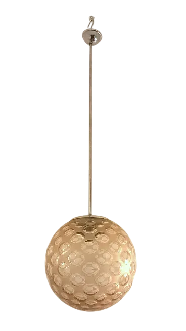 Lampada a sospensione in vetro rosa di Venini, anni '30