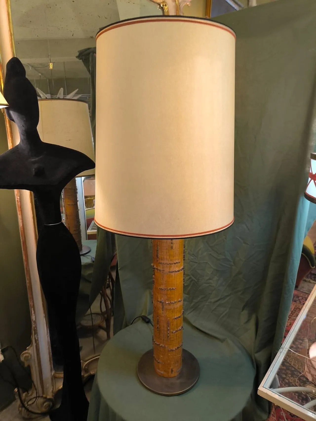 Coppia di lampade Obelisk con inserti in ottone e paralume, anni '70 6