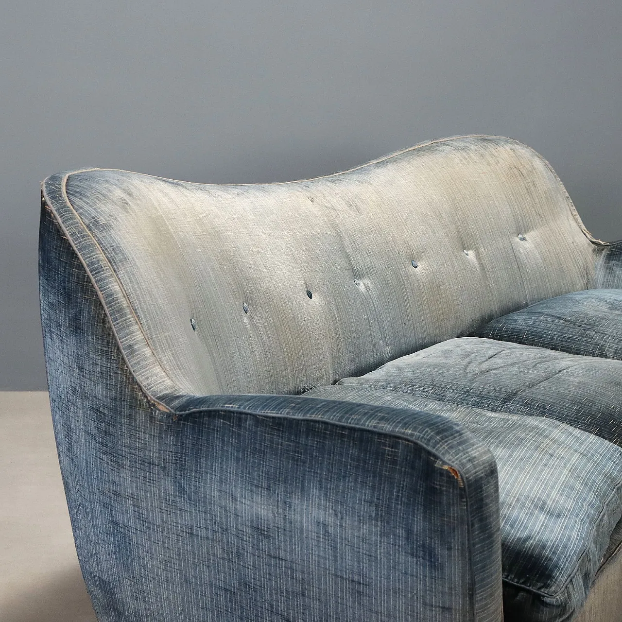 3-seater sofa with down cushions and velvet upholstery, 20th century 3