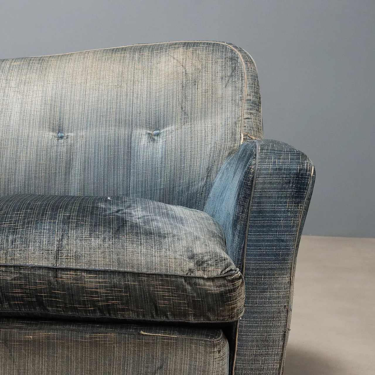 3-seater sofa with down cushions and velvet upholstery, 20th century 4